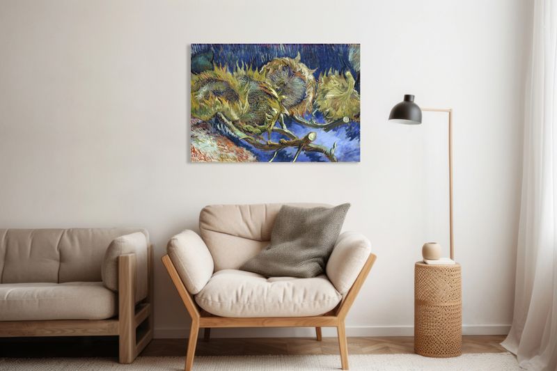 Tableau 100x50cm Tournesols Fanés - Reproduction Van Gogh Vintage - Obraz