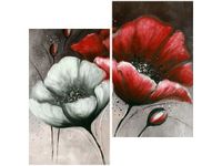 60X60CM MALOWANE MAKI CZERWIENI BRĄZIE DWU OBRAZ ŚCIAN