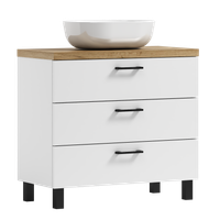 Szafka łazienkowa ROMA 80 biały/dąb craft złoty z umywalką Blanco (W3)