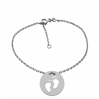 SREBRNA BRANSOLETKA CELEBRYTKA DZIECIĘCE STOPKI - KÓŁKO SREBRO PRÓBY 925 GRAWER GRATIS