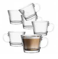 Filiżanki szklane kubki szklanki z uchem Altom Design Selena 370 ml 6 sztuk