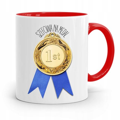 Kubek Czerwony Dla Szefowej Szefowa Na Medal Z Nadrukiem Ze Zdjęciem na Arena.pl