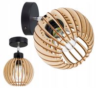 Lampa kinkiet E27 ścienny ruchomy loft kula drewno