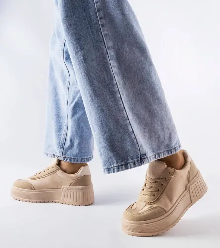 Beżowe sneakersy na platformie Fabienne 36 na Arena.pl