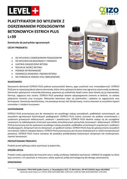 Plastyfikator do Jastrychów 5L do Betonu Level+39 zdjęcie 3