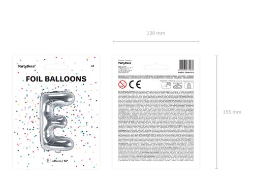 Balon foliowy Litera "E", 35cm, srebrny na Arena.pl