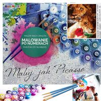 Malowanie Po Numerach Lew i Lwica z Różą 50X40 Cm Na Ramie Kreatywne