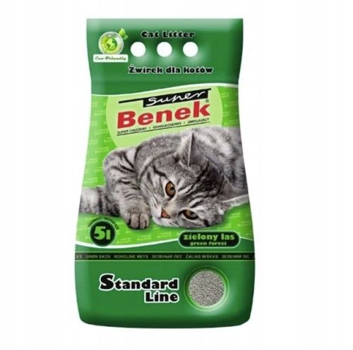 SUPER BENEK STANDARD LINE BENTONITOWY ŻWIREK DLA KOTA ZIELONY LAS 25L Litr na Arena.pl