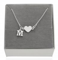 Srebrny naszyjnik serce serduszko literka GRAWER PUDEŁKO SREBRO 925