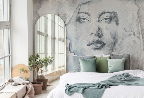 Fototapeta Do Salonu Twarz KOBIETA Beton Abstrakcja Mur 300cm x 210cm na Arena.pl