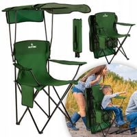 KRZESŁO WĘDKARSKIE TURYSTYCZNE SKŁADANE Z OPARCIEM I DASZKIEM