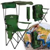 KRZESŁO WĘDKARSKIE TURYSTYCZNE SKŁADANE Z OPARCIEM I DASZKIEM