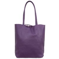 VERA PELLE torebka damska skórzana shopper na ramię V727 c.fioletowa