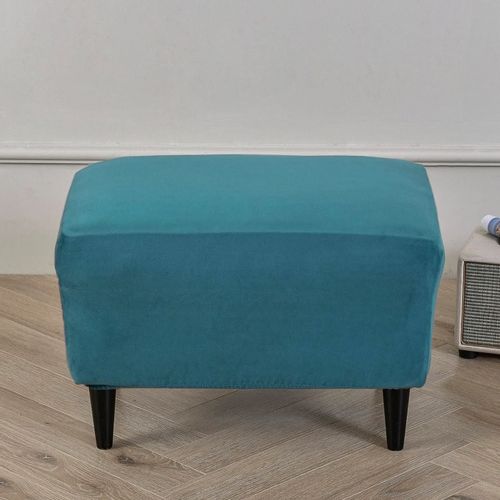 POKROWIEC NA PODNÓŻEK PUF ELASTYCZNY WELUR PREMIUM AKSAMIT TURKUSOWY na Arena.pl