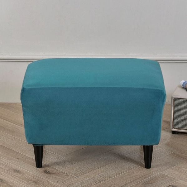 POKROWIEC NA PODNÓŻEK PUF ELASTYCZNY WELUR PREMIUM AKSAMIT TURKUSOWY zdjęcie 3