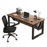 BIURKO GAMINGOWE NOWOCZESNE Z PÓŁKĄ CIEMNY BUK LOFT INDUSTRIALNE 120 CM