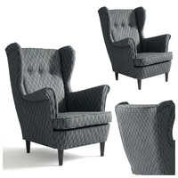 Fotel uszak skandynawski szary antracyt wzór przeszycia Design Family Meble