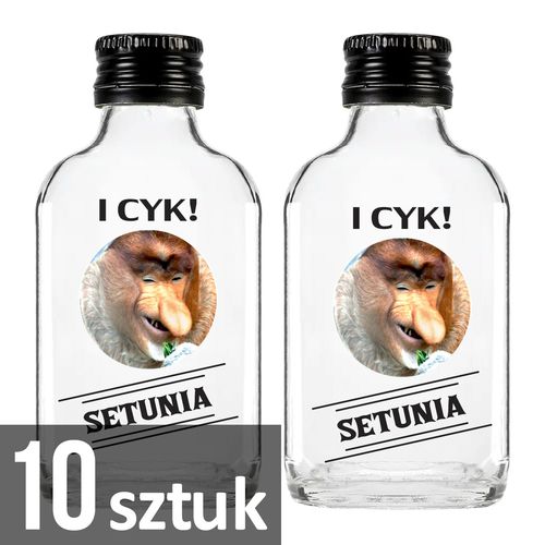 10 sztuk BUTELKA PIERSIÓWKA 100 ML Z NADRUKIEM I CYK! SETUNIA na Arena.pl