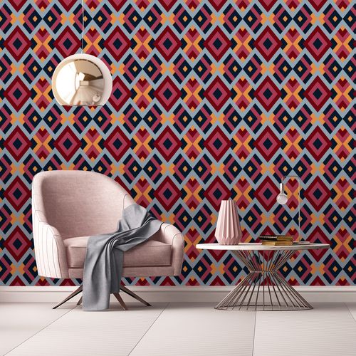 Tapeta Do Salonu Kolorowe ROMBY Wzór Geometryczny na Arena.pl