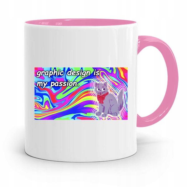 Kubek Różowy Grafika Graphic Design Is My Passion Z Nadrukiem Ze Zdjęciem zdjęcie 1