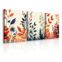 Obrazy Na Płótnie Set Kolorowe Jesienne Liście Abstrakcja Boho 90cm x 40cm