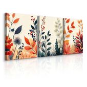 Obrazy Na Płótnie Set Kolorowe Jesienne Liście Abstrakcja Boho 90cm x 40cm