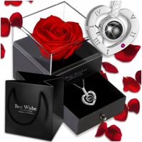 WIECZNA RÓŻA Z NASZYJNIKIEM ŚWIECĄCA LED PREZENT NA WALENTYNKI DZIEŃ MATKI