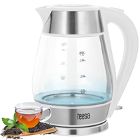Czajnik elektryczny bezprzewodowy szklany biały 2200W 1,7L Teesa