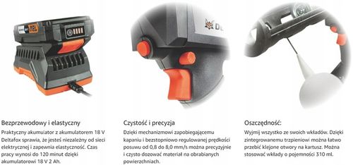 PISTOLET DO SILIKONU KLEJU AKUMULATOROWY WYCISKACZ DO KARTUSZY 18V na Arena.pl