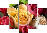 105CM 150CM ZEGAR 5 ELEM ZROSZONA RÓŻA DRUK OBRAZ