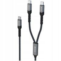Kabel do ładowania w oplocie SWISSTEN 2w1 USB-C / 2x USB-C 100 W 1,5M