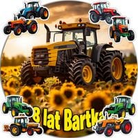 OPŁATEK NA TORT 20CM - TRAKTOR DEKORACJA URODZINOWA + IMIĘ 15CM 18CM
