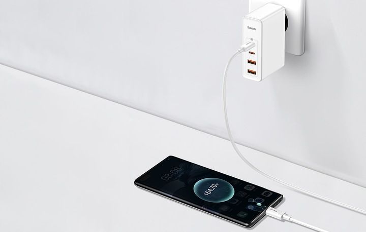 Ładowarka BASEUS GaN2 PRO 100W 2x USB-C/USB PD QC4 + Kabel USB-C zdjęcie 7