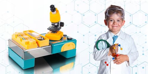 MIKROSKOP NAUKOWY ZABAWKA DLA DZIECI Z AKCESORIAMI W WALIZCE 640X na Arena.pl