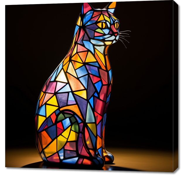 Obraz 90x90cm Koci Witraż zdjęcie 1