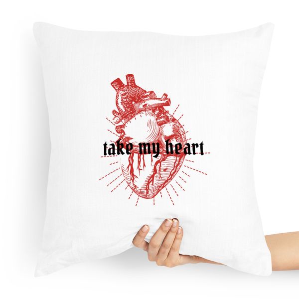 Poduszka Prezent Na Walentynki Take My Heart Z Nadrukiem Ze Zdjęciem zdjęcie 1
