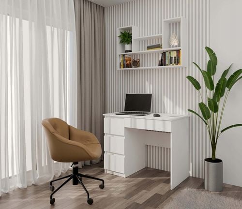 REGAŁ WISZĄCY BILBAO 4P BIEL BIAŁY - PÓŁKI ŚCIENNE, NOWOCZESNY DESIGN na Arena.pl