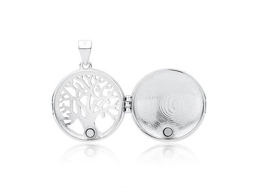 Delikatny rodowany srebrny otwierany okrągły wisiorek puzderko sekretnik drzewo życia tree srebro 925 Z1772 na Arena.pl