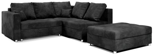 Kanapa Narożnik z Funkcją Spania i Pojemnikiem Mini Prince Czarny Prawy na Arena.pl