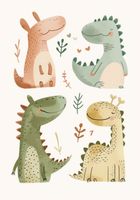 Plakat 70x100cm Wzory dla Dzieci, Dziewczynki i Chłopca - Dinusie