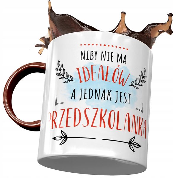 Kubek Bordowy Dla Przedszkolanki Nie Ma Ideałów Z Nadrukiem Ze Zdjęciem zdjęcie 1
