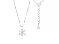 RODOWANY SREBRNY NASZYJNIK CELEBRYTKA PŁATEK ŚNIEGU ŚNIEŻYNKA CYRKONIE