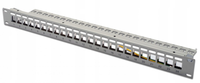Patch panel pusty DIGITUS 19" 24 port 1U do modułów keystone (RAL 7035)