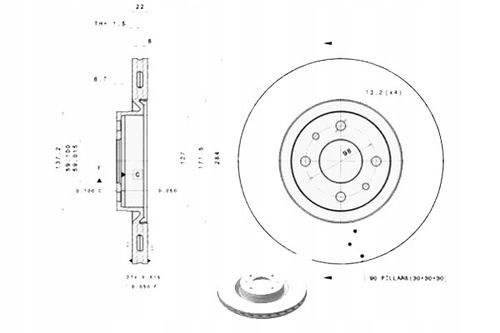 TARCZA HAM PRZOD 284X22 V BREMBO na Arena.pl