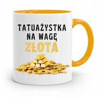 Dla Tatuażystki Tatuażysty Kubek Żółty Na Prezent Z Nadrukiem Ze Zdjęciem
