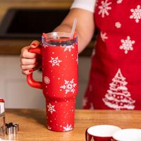 Kubek termiczny świąteczny ze słomką do auta Altom Design Zimowy 1,2 l