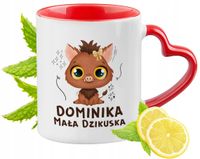 Kubek Czerwony Z Uszkiem W Kształcie Serca Dla Dominiki Na Prezent
