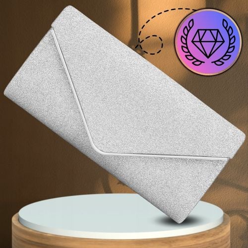 Srebrna Torebka Wieczorowa Kopertówka Wizytowa Błyszcząca Ślub Wesele bal na Arena.pl