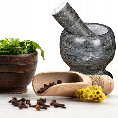 MOŹDZIERZ KUCHENNY KAMIENNY TŁUCZEK DO UCIERANIA PRZYPRAW ZIÓŁ na Arena.pl