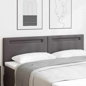 Zagłówek Ze LED Lights Montowane na ścianie Szary 180 cm PVC